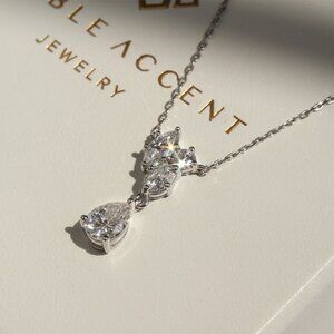 Dewdrop Brilliance Pendant Necklace | 2.5CT Moissanite Cluster in 925 Silver